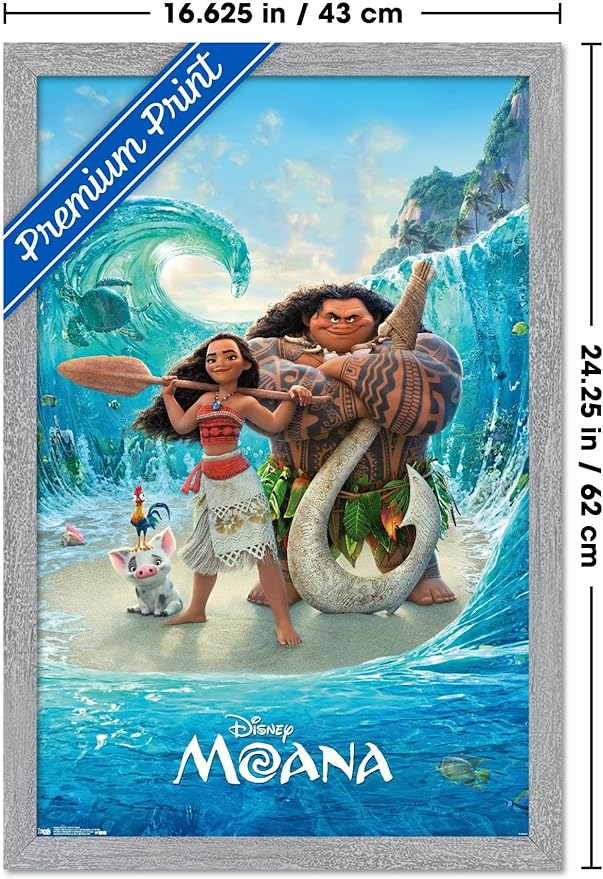 Disney Moana - Ocean Floor Wall Poster, 22.4L" x 14.7W", Gray Framed Version