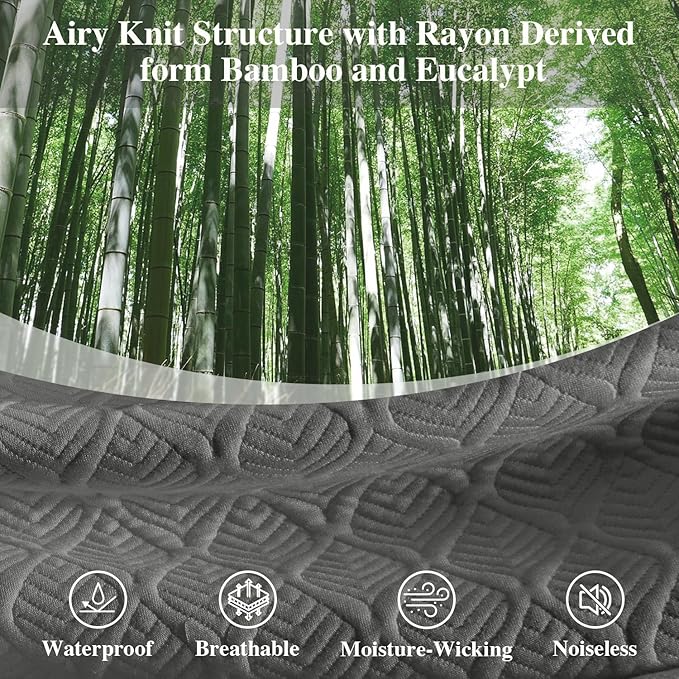 Twin XL Mattress Protector 2 Pack, Waterproof Mattress Pad Washable Rayon Mattress Cover Breathable Noiseless Bed Protector 3D Patterns 5" - 21'' Elastic Fitted Deep Pocket(Dark Grey)
