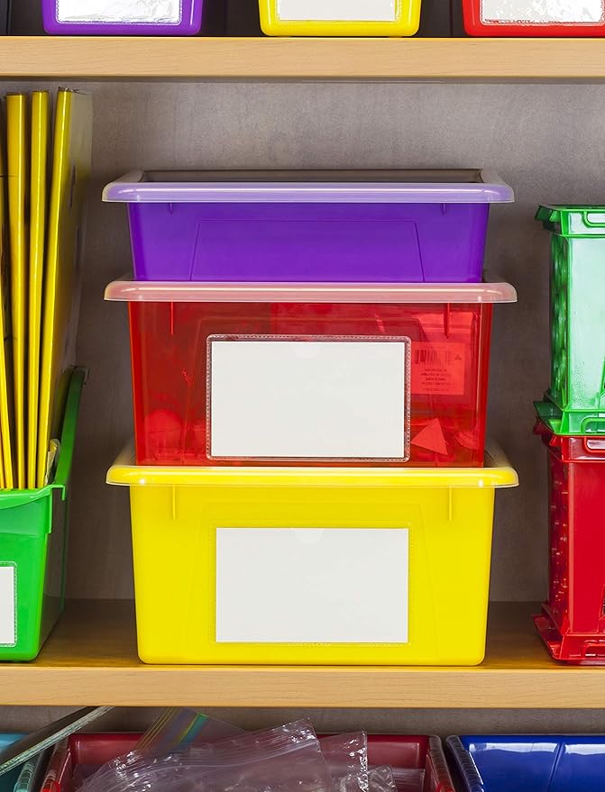 Storex Letter Size Deep Storage Tray – Organizer Bin for Classroom, Office and Home, Green, 5-Pack (62527A05C), 10 x 13 x 5 Inches