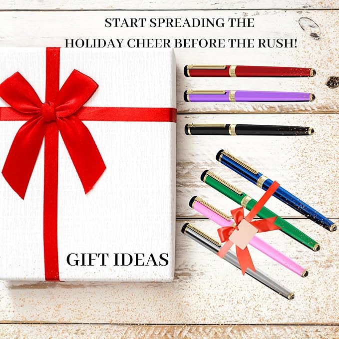 Dryden Designs Fountain Pen. Medium Nib Premium Box | 6 Ink Cartridges Included (Emerald Green)