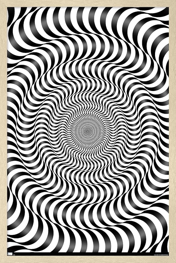 Trends International Zebra Stripe Optical Illusion Wall Poster, 22.4L x 14.7W, Blonde Framed Version