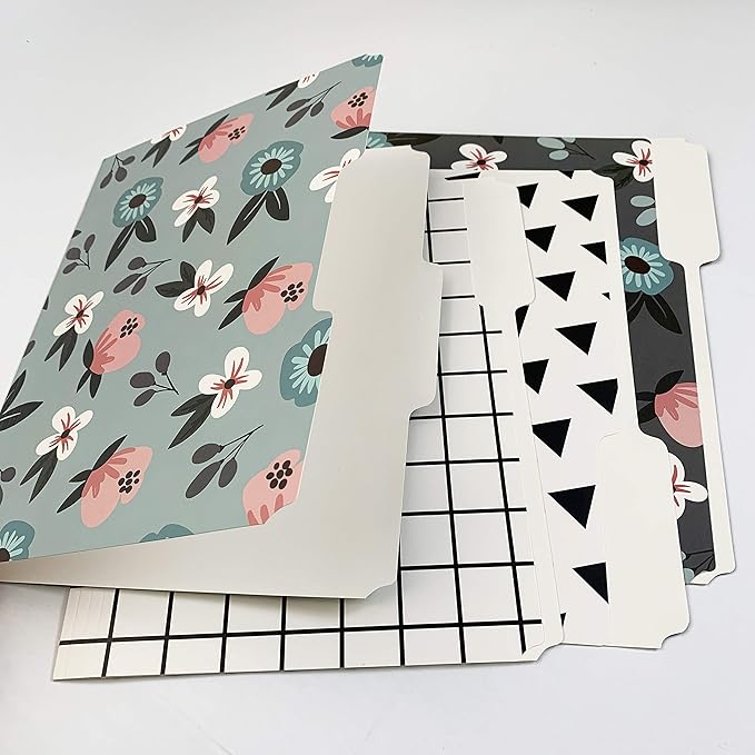 Cute File Folders, Set of 24 3-Tab Letter Size Decorative File Folders Boho Colored Manilla 8.5 x 11 Filing – Pretty Designer Home Office School Supplies (Tranquility)