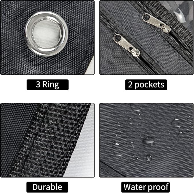 YoeeJob 6 Pack 1 Inch Expandable Zipper Pencil Pouches with Clear Window for 3 Ring Binder, Suitable for School & Office（Black+Blue）