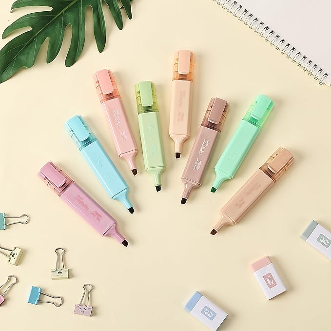 Mr. Pen- Highlighter 8 Pack, Vintage Colors, Chisel Tip Aesthetic Highlighters for School, No Bleed