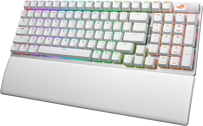 ASUS ROG Strix Scope II 96 Wireless Mechanical Gaming Keyboard – 96% Full-Size, Tri-Mode Connectivity, Hot Swappable Pre-lubed ROG NX Storm Clicky Switches, PBT Keycaps, RGB, PC/Mac Support - White