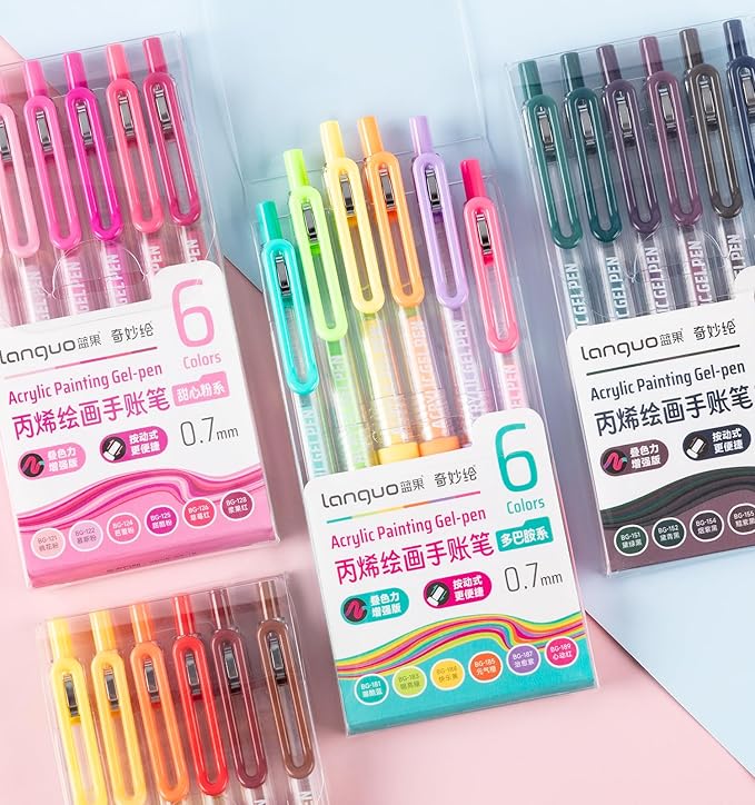 Gel Pens For Coloring, 12 Colors Retractable Colored Pens for Black Paper & White Paper, 0.7mm Fine Point Colorful Pens for Coloring, Writing, Drawing, Journaling, Note Taking, Office, Home