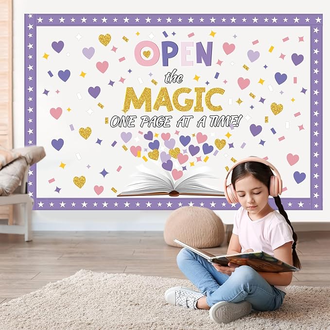 Epakh Magic Themed Bulletin Board Classroom Decorations Set Reading Bulletin Board Decor Cutouts Wall Door Decor for Back to School Library Kindergarten Preschool Elementary Middle School