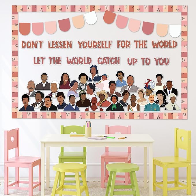 126pcs Black History Month Bulletin Board Decoration Set, Inspirational Cutout with Banner Decor, African American Chalkboard Classroom Wall Accents Ideas Kits for Holiday Party Supplies