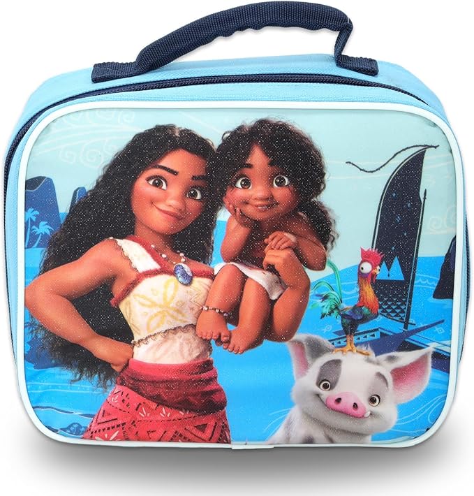 Disney Moana Clear Backpack with Lunch Box - Bundle with 16" Backpack for Girls, Lunch Bag, Water Bottle, Stickers, More | Transparent Moana School Bag for Kids School Supplies