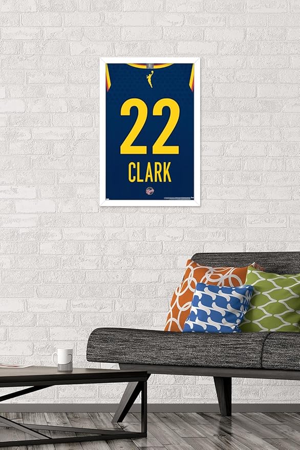 WNBA Indiana Fever - Caitlin Clark Jersey Wall Poster, 22.4L" x 14.7W", White Framed Version