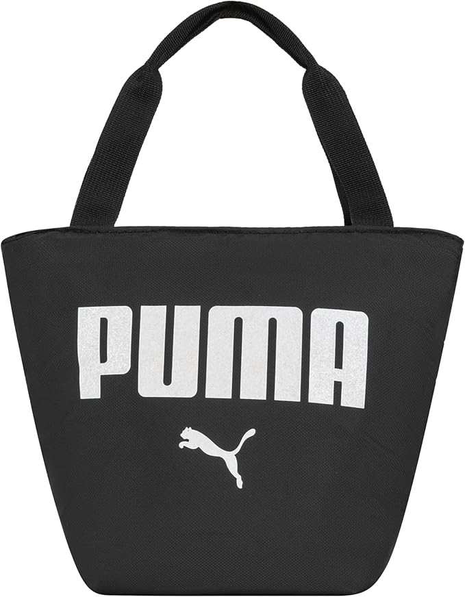 PUMA Unisex Kid's Adventure Lunch Tote, Black/White Glitter, Small