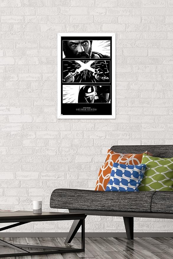 Trends International Star Wars: Obi-Wan Kenobi - Panels Wall Poster, 14.725" x 22.375", White Framed Version
