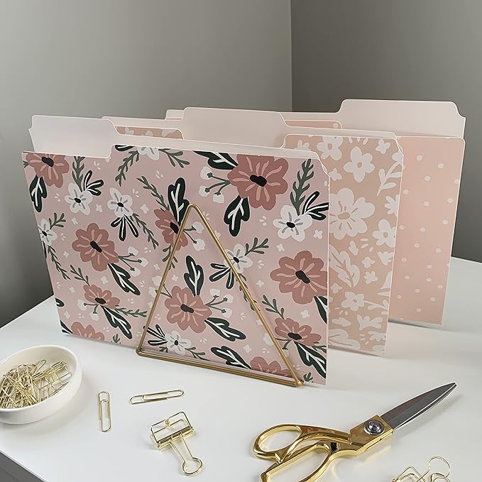 Cute File Folders, Set of 24 3-Tab Letter Size Decorative File Folders Boho Colored Manilla 8.5 x 11 Filing – Pretty Designer Home Office School Supplies (Harmony)