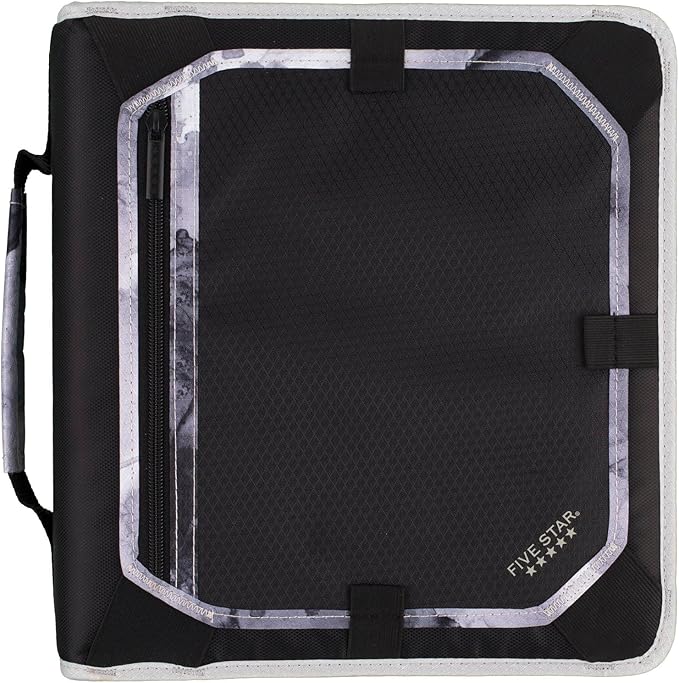 Five Star Zipper Binder, 2 Inch 3-Ring Binder with Round Rings, Expansion Panel and 5-Tab Expanding File, 580 Sheet Capacity, Black (29052IT8)