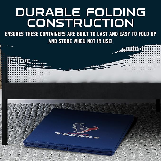 Franklin Sports NFL Storage Ottoman + Container - Folding Organizer Bins - Office, Bedroom + Living Room Decor - 14" x 14