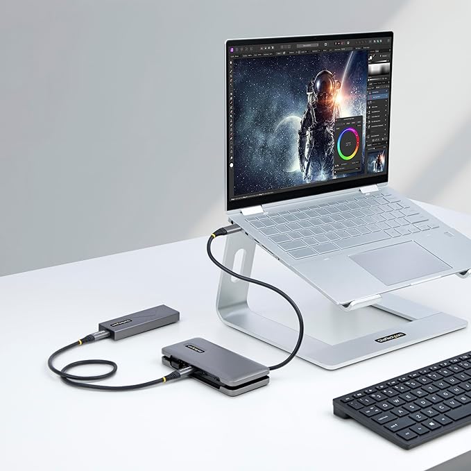StarTech.com 4-Port USB-C Hub - 1x USB-A & 3X USB-C Ports - USB 3.2 Gen 2 (10Gbps) - Bus Powered - USB Type C Hub w/ 12.6in/32cm Wrap-Around Cable - Portable USB-C to USB-A Hub/Splitter (HB31CM1A3CB)