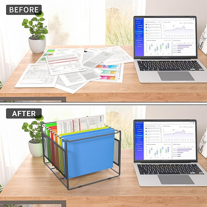 Hanging File Folder Frame for Legal and Letter Size,Hanging File Organizer Holder Rack Hanging Folder Rails for Filing Cabinet Desk Drawer,15.2" L x 12.4" W x 10.5" H,2 Pack