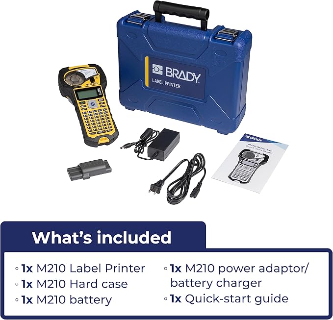 Brady M210 Portable Label Printer Kit (M210-KIT), Yellow/Black