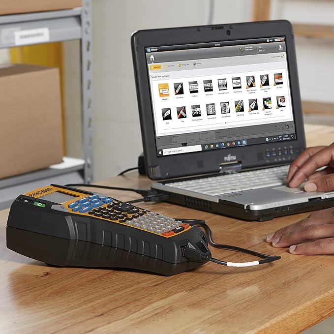 DYMO® Rhino™ 6000 Industrial Label Maker, Computer Connected Label Maker with Hard Carry Case, 1 Vinyl Tape Cassette, 1 Flexible Nylon Tape Cassette and Rechargeable Lithium Ion Battery