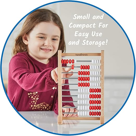 Hand2Mind Mini 100 Bead Wooden Rekenrek, Abacus for Kids, Math Manipulatives Kindergarten, Counting Rack, Educational Toys for Elementary Kids (Set of 25), Berry
