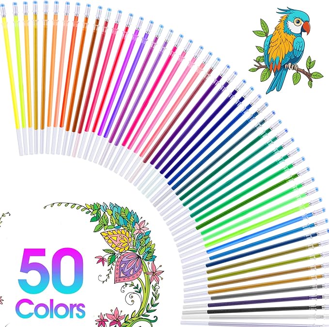 Colorful Gel Pen Refills, 100pcs Multicolor Pen Refills 4 Color Types Metallic Pastel Glitter Neon Pen Ink Refills for Adults Coloring Book Scrapbooking Drawing