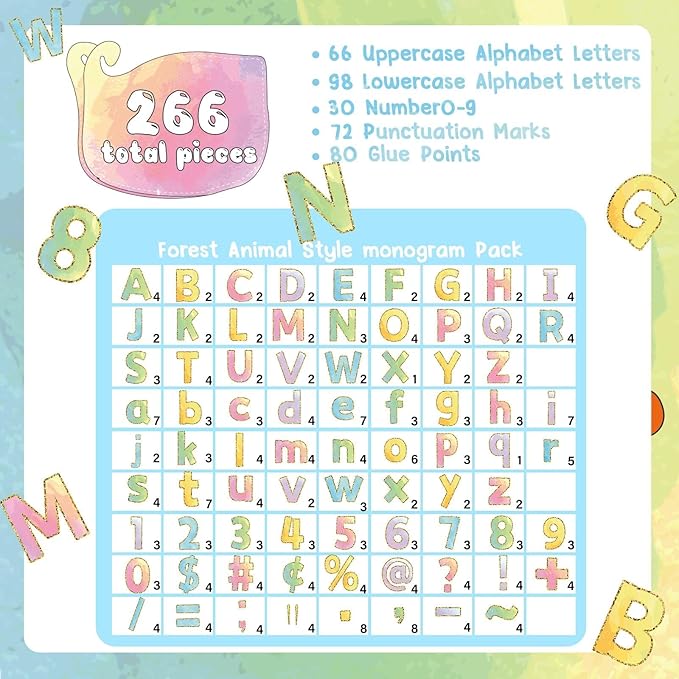 chiazllta 266 Pcs Letters Combo Pack Set Bulletin Board Letters Watercolor Letters and Number Accents for Bulletin Board Display Home School Classroom Decor