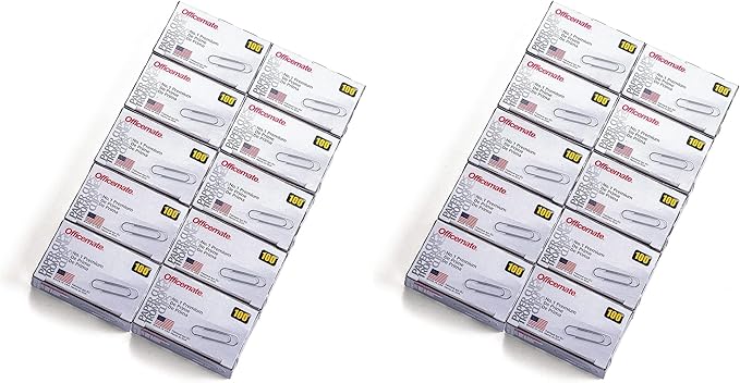 Officemate Premium #1 Paper Clips,2,000 Paper Clips (99916),Silver, 100 Count (Pack of 20)