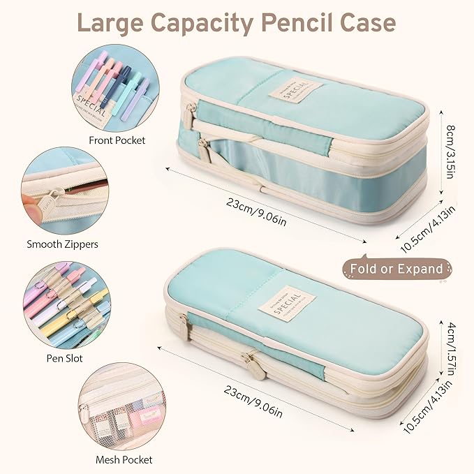 62PCS Aesthetic Stationery Set with Pencil Case, No Bleed Highlighters, Gel & Erasable Pens, Mechanical Pencils, Refills, Cute Supplies for Note Taking, Journaling & Bible Study, Blue
