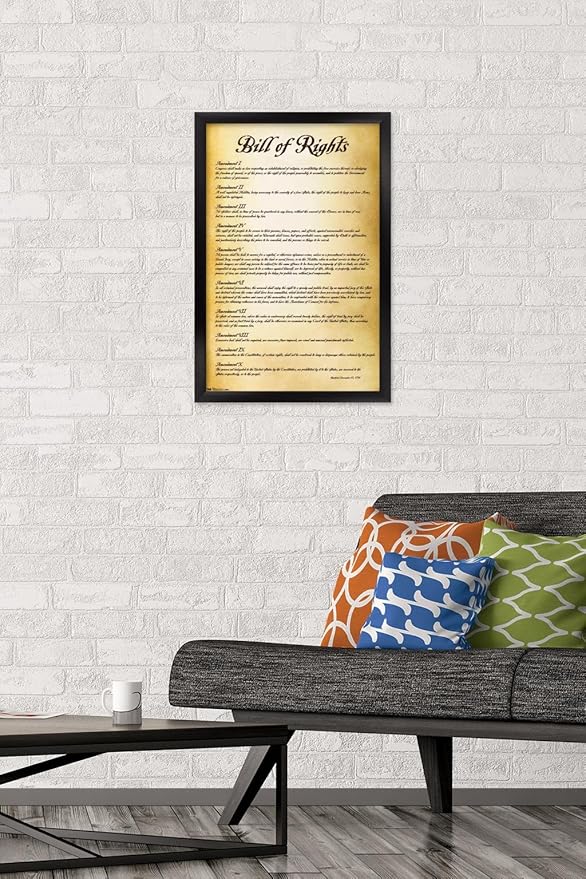 Trends International The United States of America - Bill of Rights Wall Poster, 14.725" x 22.375", Black Framed Version