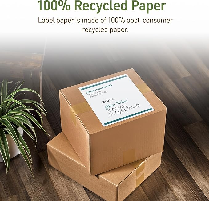Avery EcoFriendly Recycled Shipping Labels, 8-1/2" x 11" Full-Sheet Labels, White, Permanent Adhesive, Laser & Inkjet Printers, 10 Total, Great for Mailing, Product Merchandising, and More (48809)