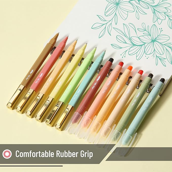 Mr. Pen- Bible Highlighters and Pens No Bleed with Case, Warm Earthy Tones, 19 pcs, 6 x Gel Highlighters, 6 x 0.7mm Ballpoint Bible Pens with 6 x Refills