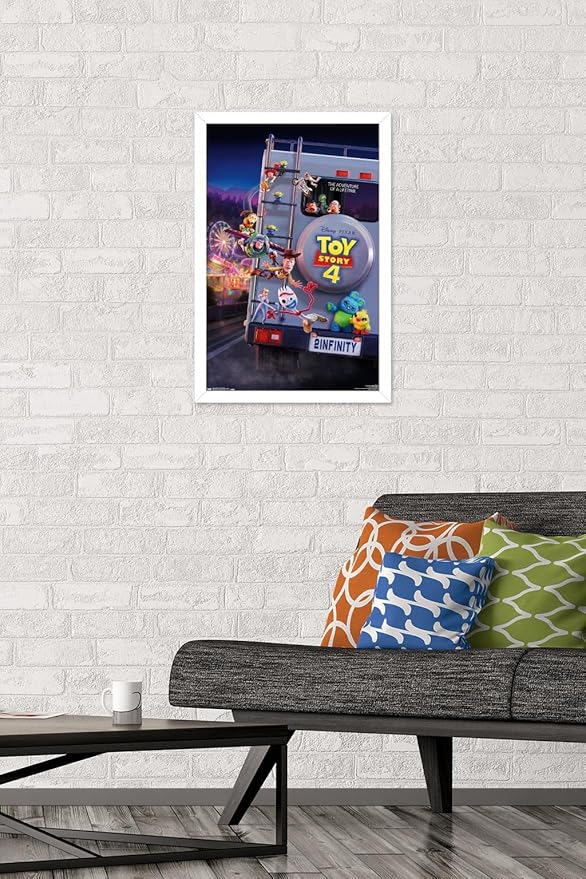 Trends International Disney Pixar Toy Story 4 - Final One Sheet Wall Poster, 14.725" x 22.375", White Framed Version