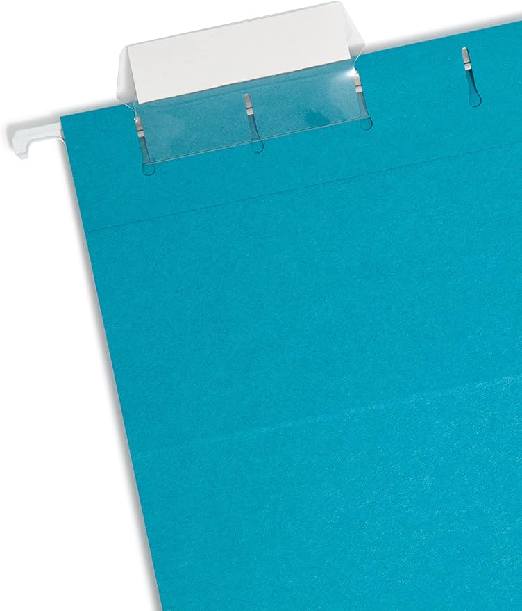 Smead Colored Hanging File Folder with Tab, 1/5-Cut Adjustable Tab, Letter Size, Teal, 25 per Box (64074) (Pack of 1)