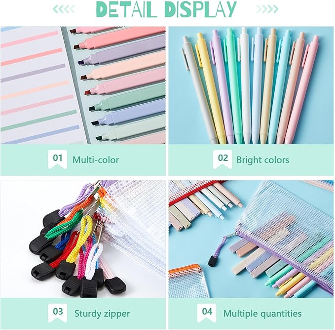 120 Pcs Bible Journaling Kit Bible Highlighters and Black Gel Pen Include 60 Highlighters 50 Black Gel Pens and 10 Pencil Pouches Aesthetic Book Annotation Kit Church Gifts for School Study
