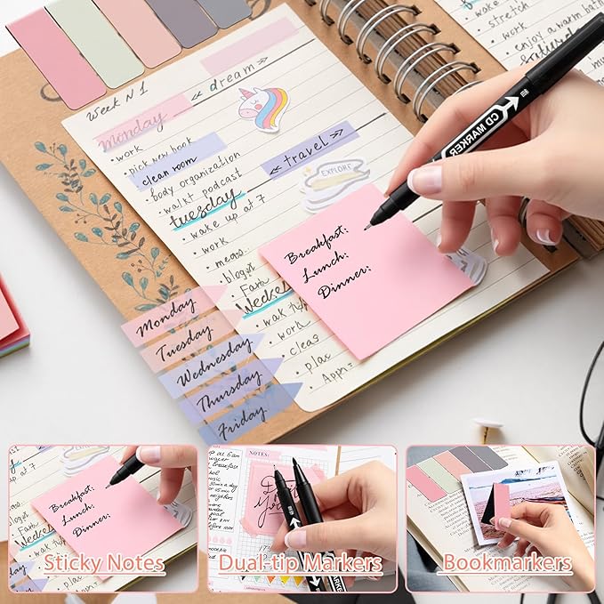 110 PCS Aesthetic School Supplies with Pen Case,12 Pastel Highlighters,5 Black Ink Gel Pens, 6 Mechanical Pencils 0.5 & 0.7mm and So on for Students Stationary College Essentials (Pink-pencilcase)