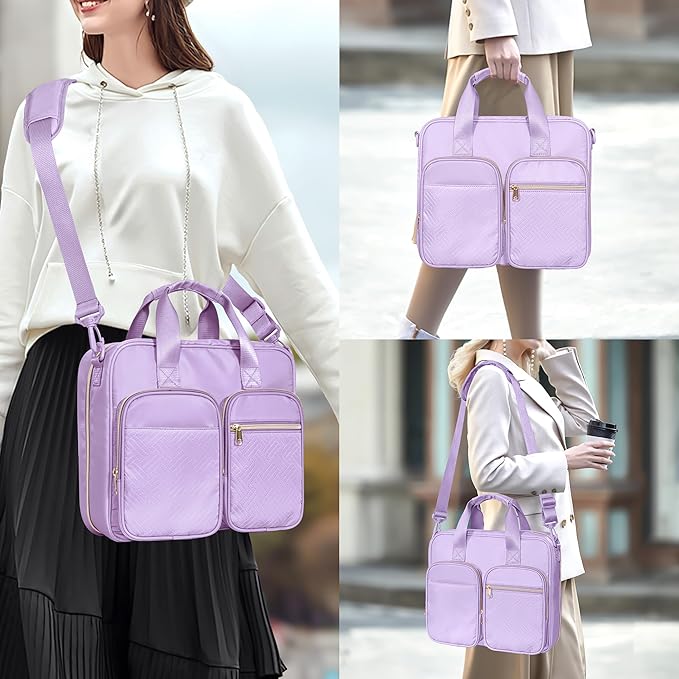 3 Ring Zipper Binder, 2 Inch Ring Binder Organizer Bag with Shoulder Strap Fits 13 Inch Laptop and 500 Sheets, Purple(Empty Bag Only)