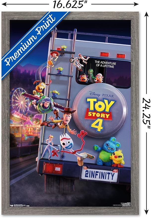 Trends International Disney Pixar Toy Story 4 - Final One Sheet Wall Poster, 14.725" x 22.375", Barnwood Framed Version