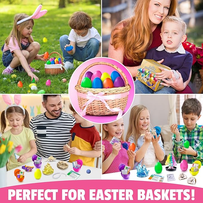 UNGLINGA 8 Experiments Eggs Easter Basket Stuffer Science Kit for Kids Boys Girls Toys Gifts Idea, Science Filler Easter Party Favor Educational S.T.E.M Activities Surprise Eggs
