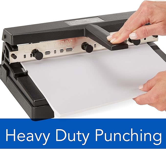 Swingline 3 Hole Punch Heavy Duty, 40 Sheet Capacity Three Hole Puncher 3 Ring, Adjustable 2-4 Hole Paper Punch, Black (74450)