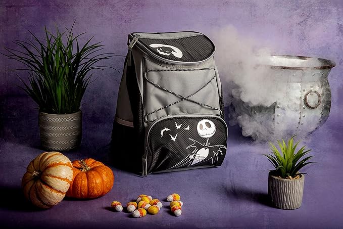 PICNIC TIME Disney Nightmare Before Christmas Jack PTX Backpack Cooler, Soft Cooler Backpack, Insulated Lunch Bag, (Black with Gray Accents)