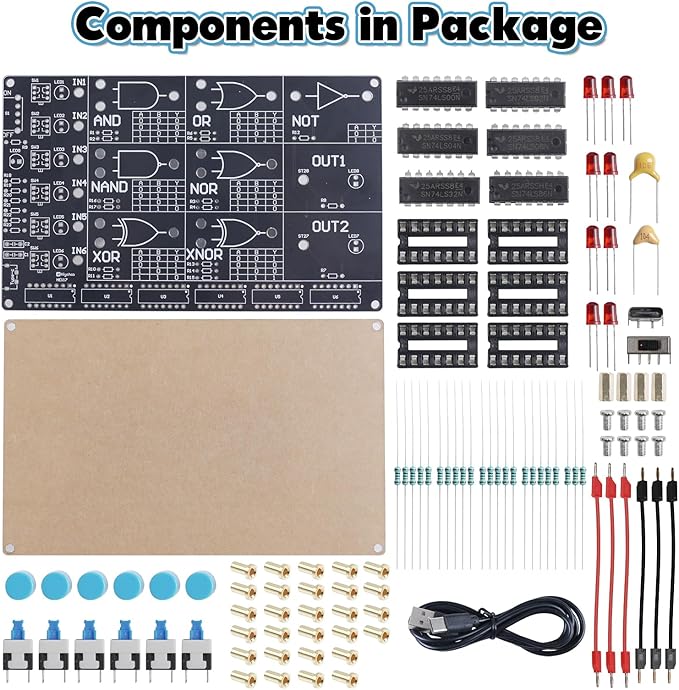 DIY Logic Gate Circuit Soldering Kit–Basic Logic Gate Learning Kit with Interactive LED Simulation, Electronics Soldering Practice Kit for Middle High School College Students STEM Education