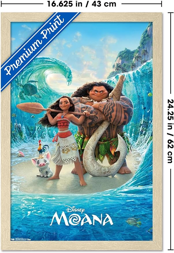 Disney Moana - Ocean Floor Wall Poster, 22.4L" x 14.7W", Blonde Framed Version