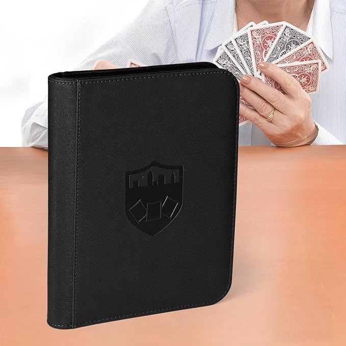 Trading Card Binder 4 Pocket, GERMUN PU Cover Card Binder for 160 Cards, Premium Trading Card Holder Folders, Double Sided Pocket Card Album for MTG, TCG (Black)