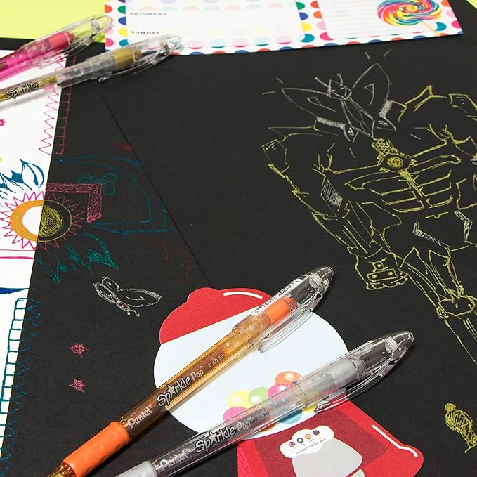 Pentel Sparkle Pop Iridescent Gel Pens, (1.0mm) Bold Lines, Assorted Ink (A/C/D/F/P/V/x/Z) 36-PK Canister (K91PC36M)