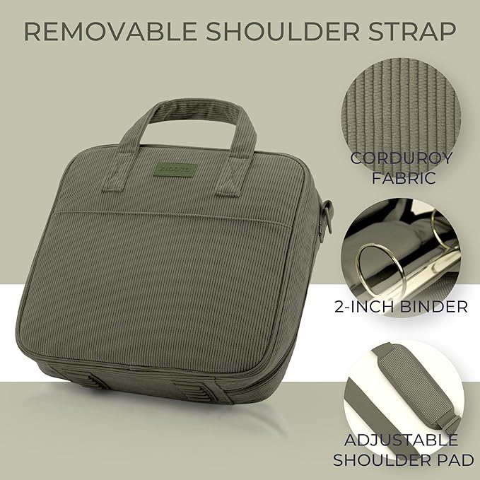 Sturdy 3-Ring Zipper Binder with Shoulder Strap for School – Beautiful 2-Inch Zip-Up Binder with Extra Pockets Holds 500 Sheets, Books & Laptop – Easy-to-Carry Trapper Keeper Made of Premium Fabric