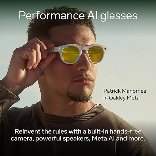 Oakley Meta HSTN, Black | Smart AI Glasses for Men, Women — Performance for Sports, Athletes — Camera, Audio, Video — 8 Hour Battery — 3K HD Resolution — Prizm™ Polarized Lenses
