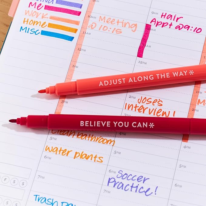 Erin Condren Dual Tip Markers, Colorful and Versatile Marker Set for Journals, Planners, and Note-Taking, Includes Fine Tip and Medium Tip, Planning Inspiration, Set of 6