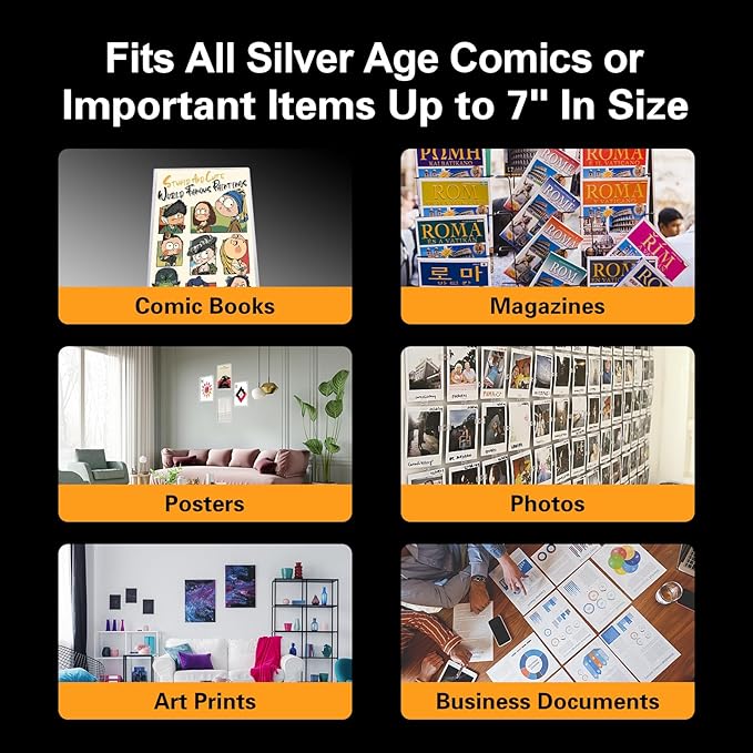 10ct Silver-Age Comic Book Toploaders - Crystal Clear Comic Book Top loaders, Premium PVC Comic Book Topload, Hard Plastic Comic Book Holders, Protection for Display, Storage, Collection