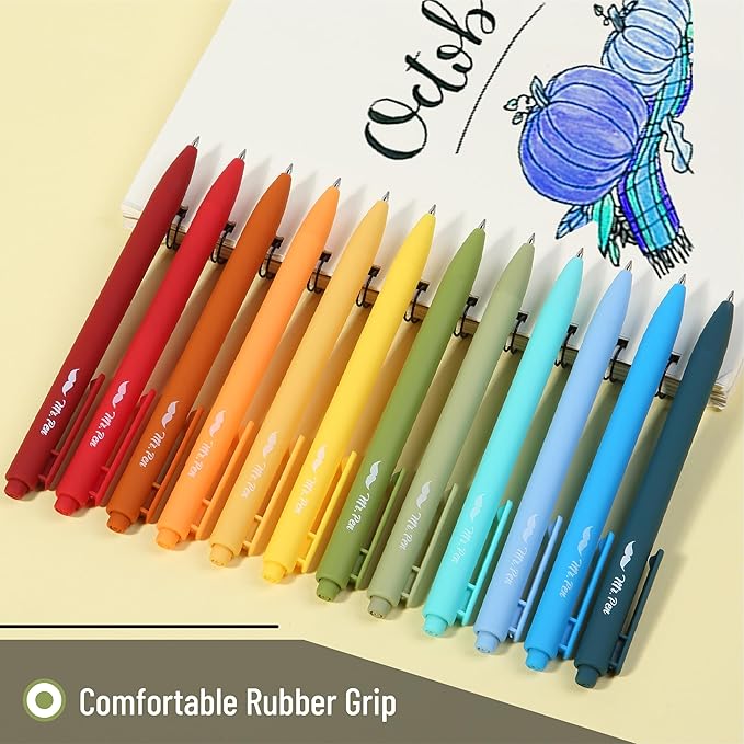 Mr. Pen- Retractable Gel Pens for Journaling, 12 Pack, Winter Forest Color Inks, Fast Dry, Soft grip Barrels, Smooth Writing, 0.5mm Fine Point Aesthetic Pens