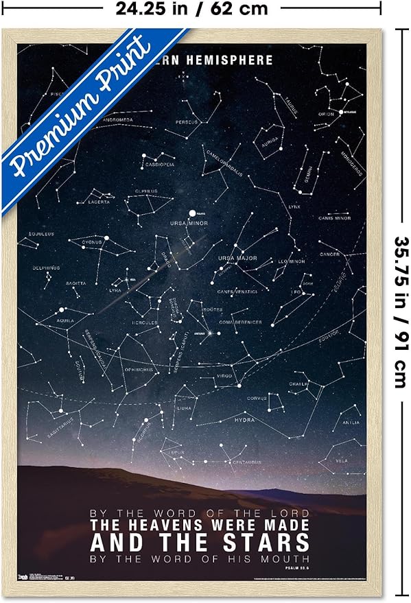 The Stars Wall Poster, 34L" x 22.4W", Blonde Framed Version